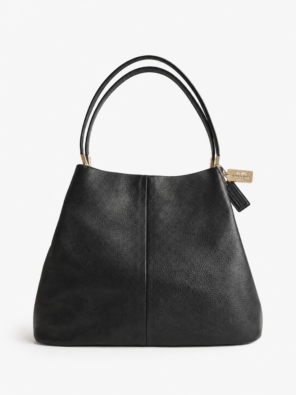 Coach Madison Phoebe Pebbled Leather Shoulder Bag Black Gold Hardware